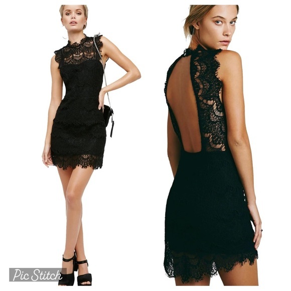 Free People Dresses & Skirts - NWT Free People Lace Daydream Bodycon Slip Dress Black